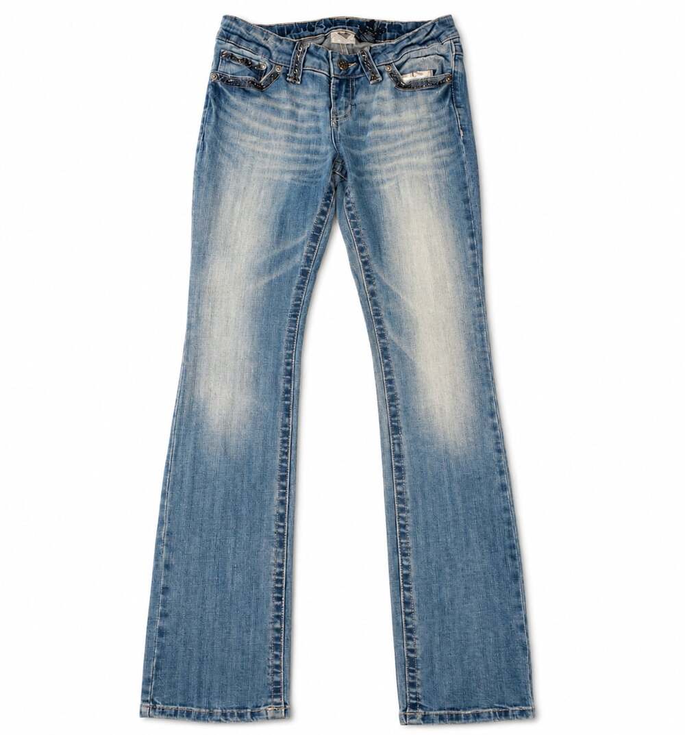 Harley-Davidson Women's Embellished Chain Pocket Low Rise Bootcut Jeans